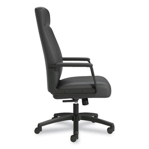 Prestige Bonded Leather Manager Chair, Supports Up To 275 Lb, Black Seat-back, Black Base