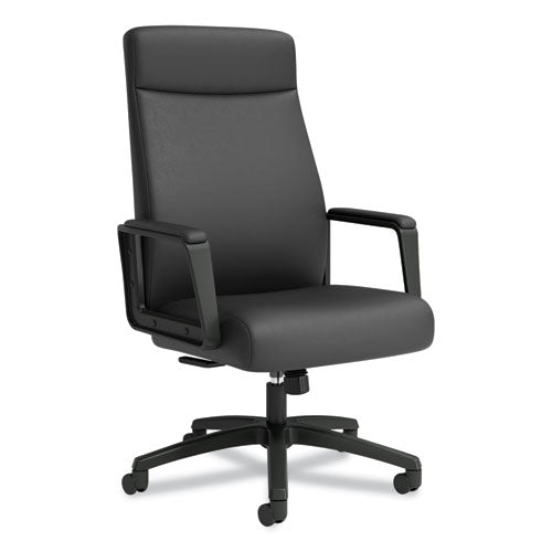 Prestige Bonded Leather Manager Chair, Supports Up To 275 Lb, Black Seat-back, Black Base