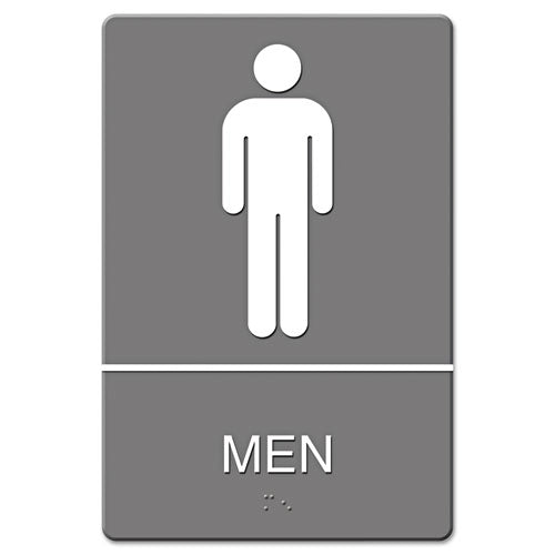 ESUSS4817 - Ada Sign, Men Restroom Symbol W-tactile Graphic, Molded Plastic, 6 X 9, Gray