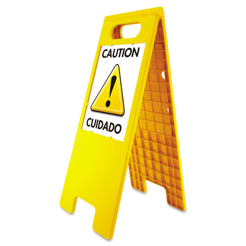 ESUSS5693 - Floor Tent Sign, Doublesided, Plastic, 10 1-2" X 25 1-2", Yellow