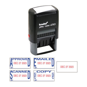 ESUSSE4756 - Economy 5-In-1 Date Stamp, Self-Inking, 1 X 1 5-8, Blue-red