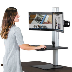 ESVCTDC450 - Dc450 High Rise Electric Dual Monitor Standing Desk Workstation, Black-aluminum