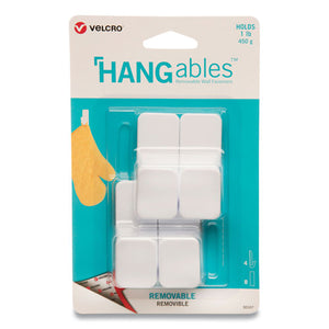 Hangables Removable Wall Hooks, Small, 1 Lb Capacity, White, 4 Hooks And 4 Fasteners