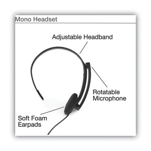 Mono Headset, Monaural, Over-the-head, Black