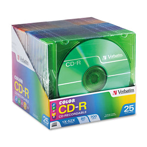 ESVER94611 - Cd-R Discs, 700mb-80min, 52x, Slim Jewel Cases, Assorted Colors, 25-pack
