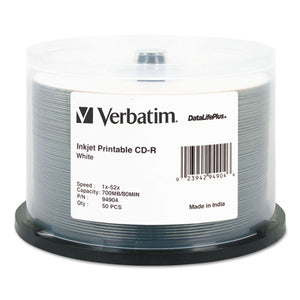 ESVER94904 - Cd-R Discs, Printable, 700mb-80min, 52x, Spindle, White, 50-pack