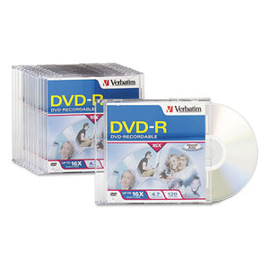 ESVER95099 - Dvd-R Discs, 4.7gb, 16x, W-slim Jewel Cases, 10-pack