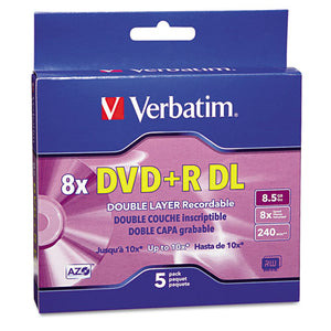 ESVER95311 - Dual-Layer Dvd+r Discs, 8.5gb, 8x, W-jewel Cases, 5-pack, Silver