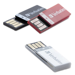 ESVER98674 - Clip-It Usb 2.0 Flash Drive, 8gb, Black-red-white, 3-pack
