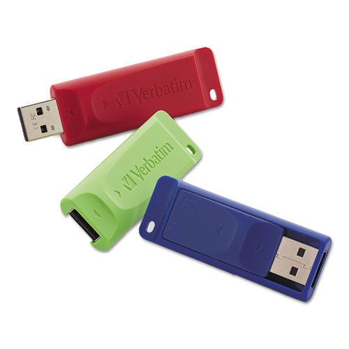 ESVER98703 - Store 'n' Go Usb 2.0 Flash Drive, 8gb, Blue-green-red, 3-pack