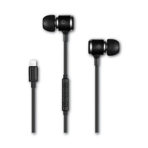 Jonagold Series Stereo Earphones With Built-in Mic And Mfi Lightning Connection For Apple Devices, Black-silver