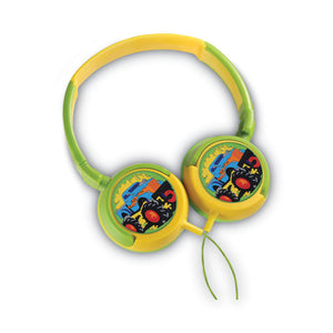 Kiddies Series Stereo Earphones, Monster Truck Design, Green-yellow-multicolor