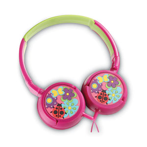Kiddies Series Stereo Earphones, Love Bugs Design, Pink-green-multicolor
