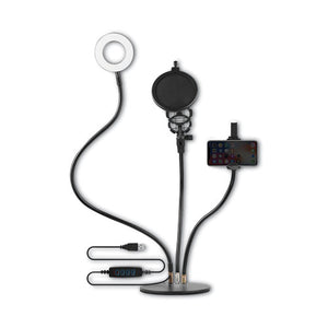 Insta Vlogging Kit With Microphone Holder For 6.2" Smartphone, Black