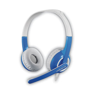 Chat Junior Series Stereo Computer Headset With Animated Shark Cable-jack Protector, Binaural, Over-the-head, Blue-gray