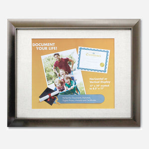 Document And Photo Frame With Linen Mat, Plastic, 8.5 X 11 Insert, Bronze