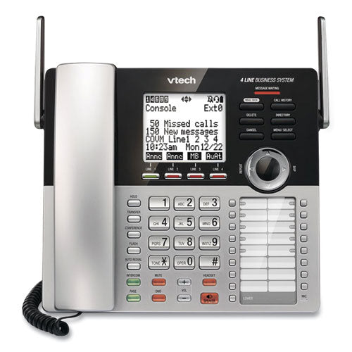 Cm18445 Four-line Business System Cordless Phone, Silver-black