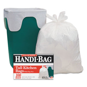 ESWBIHAB6FK100CT - Super Value Pack Trash Bags, 13gal, 0.6mil, 23 3-4 X 28, White, 100-box, 6 Bx-ct
