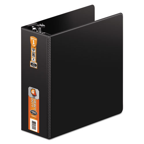 ESWLJ38454B - Heavy-Duty D-Ring Binder W-extra-Durable Hinge, 4" Cap, Black