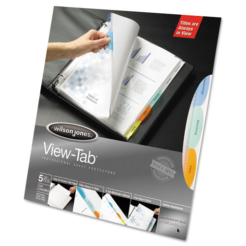 Top-loading View-tab Sheet Protectors, 5-tab, Letter, Multicolor Tabs