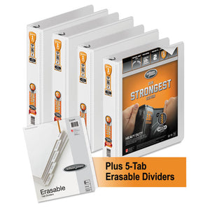 ESWLJ56334WU - Heavy-Duty Round-Ring View Binder Plus Pack, 1 1-2" Cap, White, 4-carton