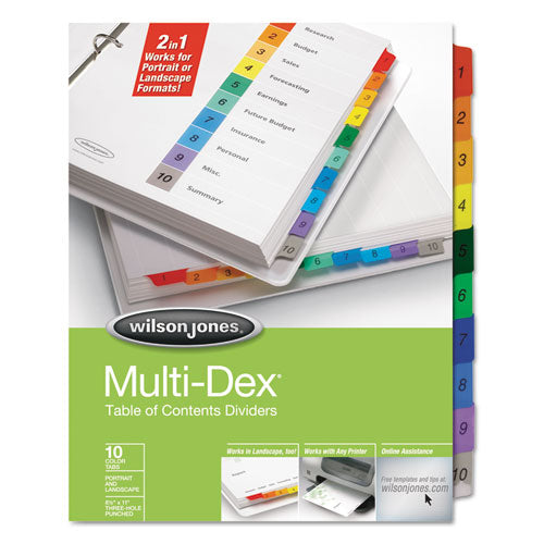 Multi-dex Table Of Contents Dividers, 10-tab, 1 To 10, 11 X 8.5, White, 1 Set