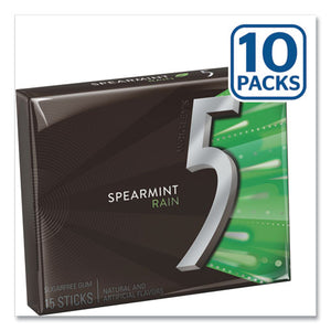 5 Gum, Spearmint Rain, 15 Sticks-pack, 10 Packs-box