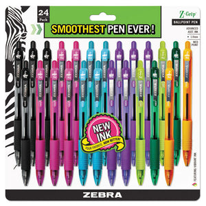 ESZEB12271 - Z-Grip Retractable Ballpoint Pen, Assorted Ink, Medium Point, 24-pack