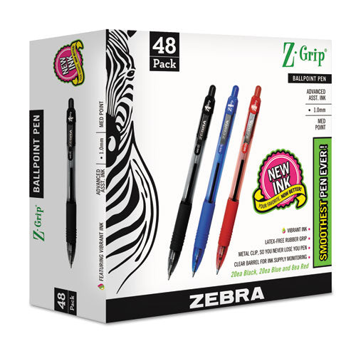 ESZEB22048 - Z-Grip Retractable Ballpoint Pen, Assorted Ink, Medium, 48-pack