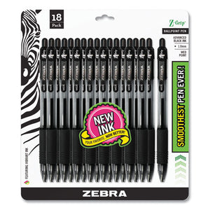 Z-grip Ballpoint Pen, Retractable, Medium 1 Mm, Black Ink, Clear Barrel, 18-pack