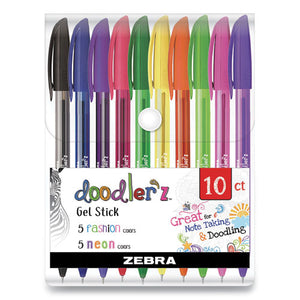 Doodler'z Gel Pen, Stick, Bold 1 Mm, Assorted Fashion-neon Ink And Barrel Colors, 10-pack