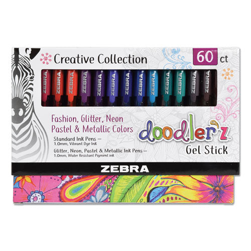 Doodler'z Gel Stick Pen, Bold 1 Mm, Assorted Ink, Assorted Barrels, 60-pack