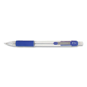 Z-grip Mechanical Pencil, 0.7 Mm, Hb (#2), Black Lead, Clear-blue Grip Barrel, Dozen