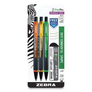 Z-grip Plus Mechanical Pencil, 0.7 Mm, Hb (#2), Black Lead, Assorted Barrel Colors, 3-pack