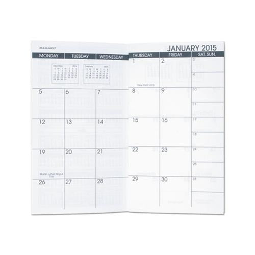 ESAAG7090610 - Pocket Size Monthly Planner Refill, 3 1-2 X 6 1-8, White, 2019-2020